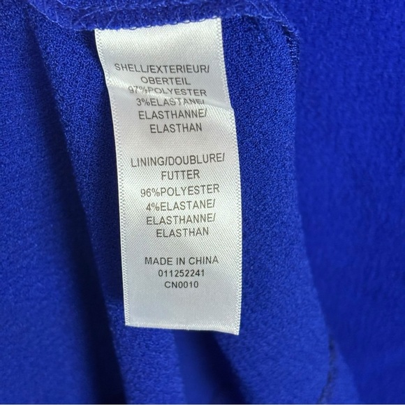 ADRIANNA PAPELL IRIS BLUE DRAPED BLOUSON SLEEVE CAPE COCKTAIL DRESS - Picture 12 of 13